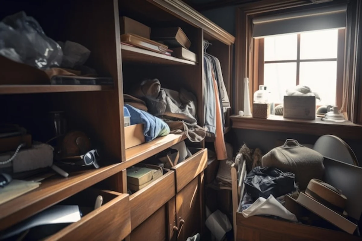 person decluttering closet minimalist style