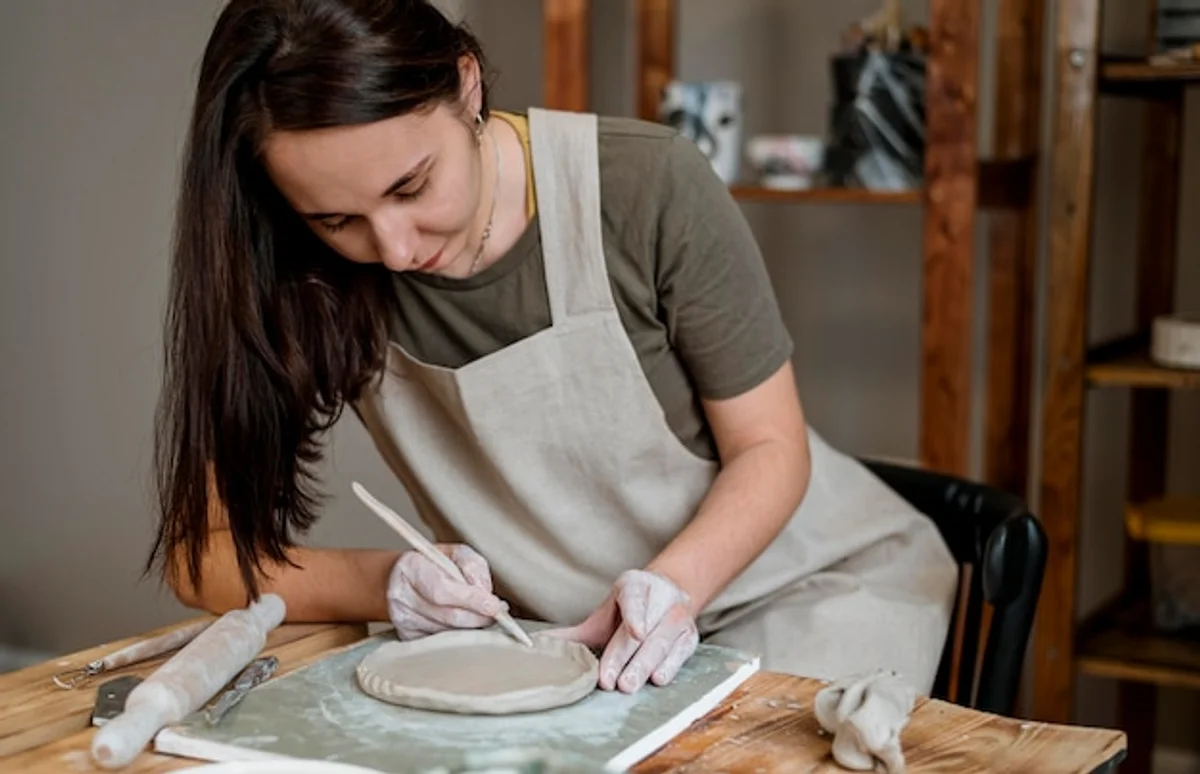 kitchen turned into creative atelier with homemade art and DIY projects