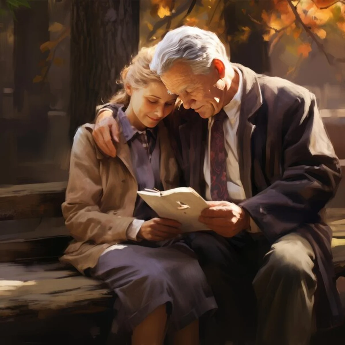 old couple reading letters together nostalgia