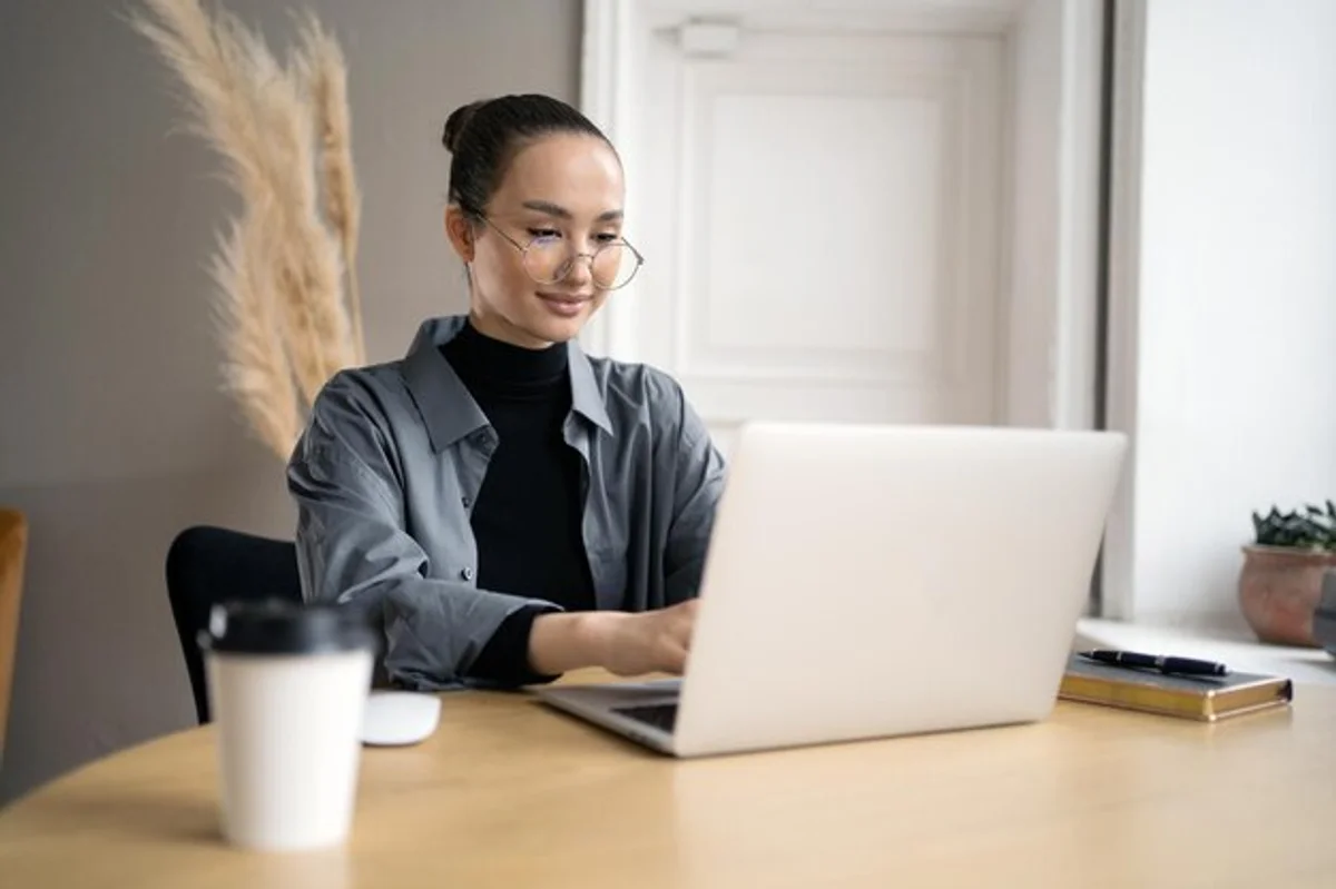 focused work in modern office minimalism