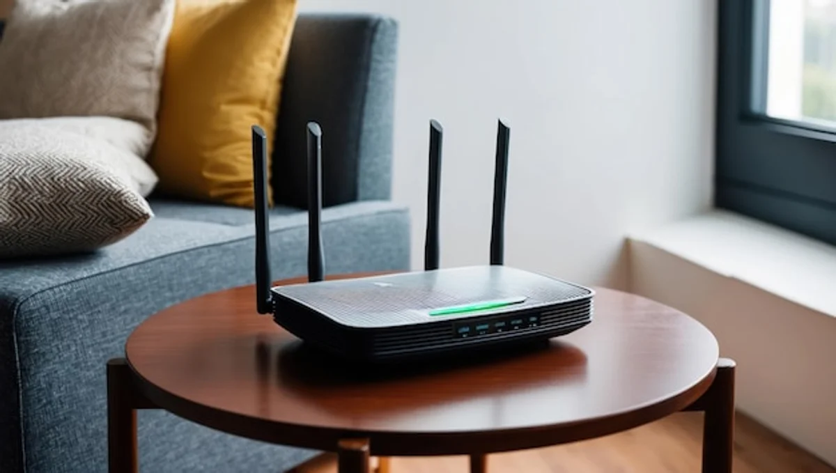 modern wifi router on living room furniture