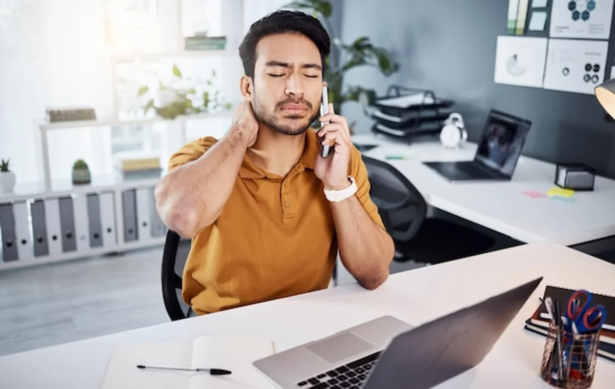 depression burnout smartphone stress office desk