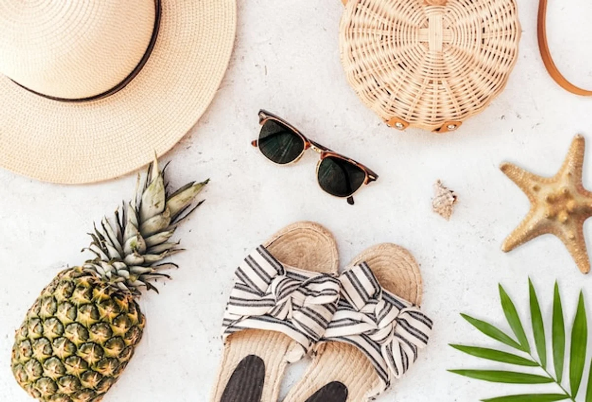 travel essentials summer holiday flat lay