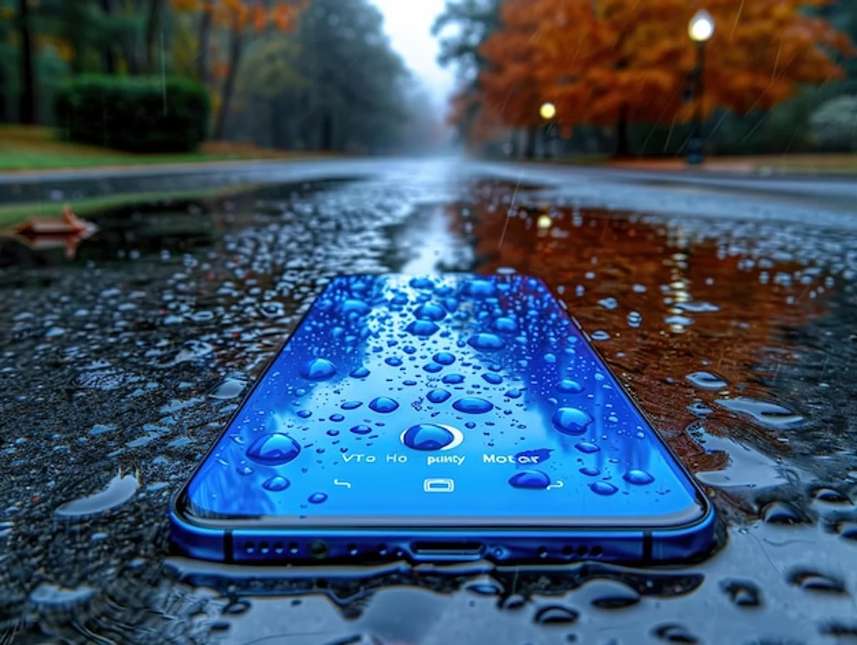 waterproof smartphone case using in the rain street Germany