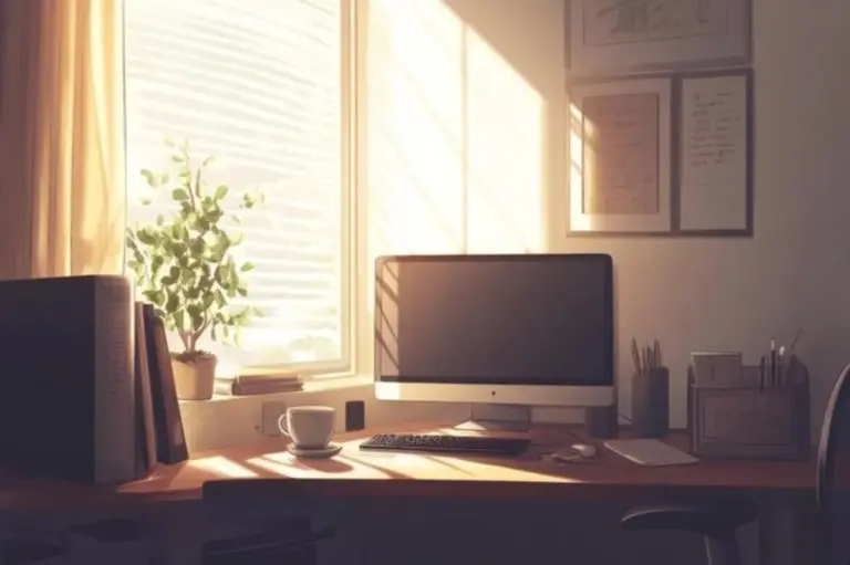 cozy home office motivation minimalist desk workspace morning light