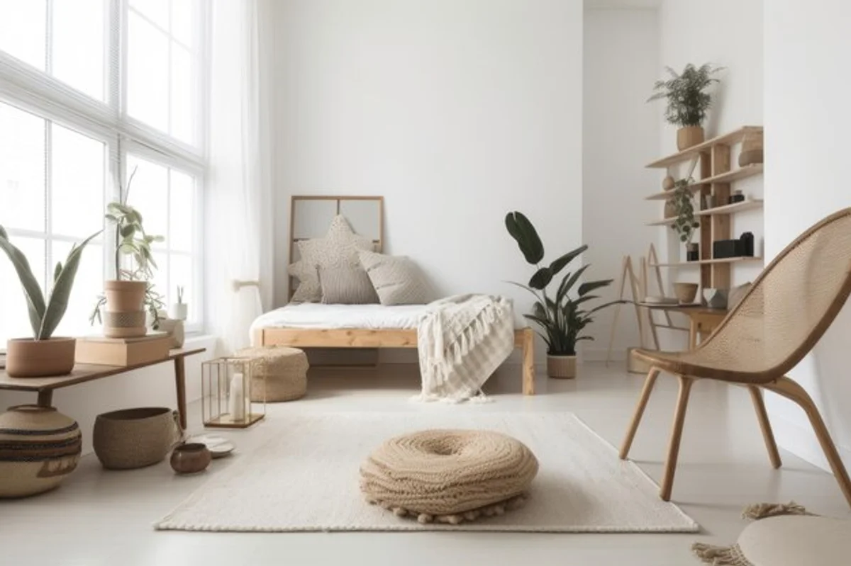 before and after minimalist decluttering living room