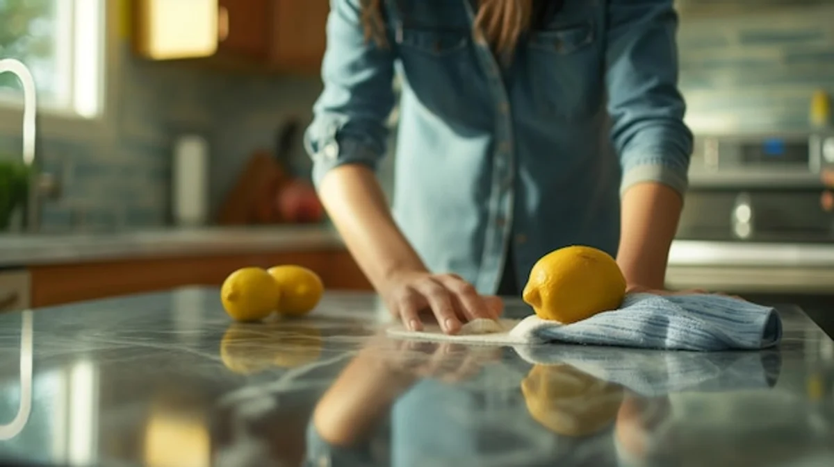 lemon cleaning frying pan close up kitchen natural
