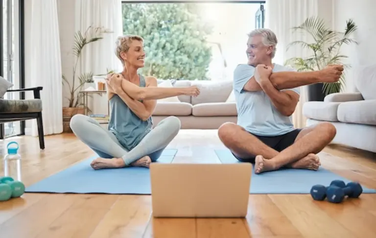 morning stretch routine adult living room