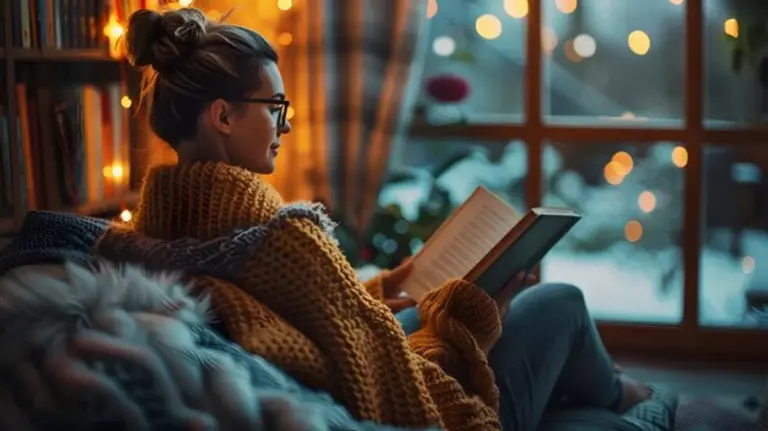 senior reading corner knitting evening cozy