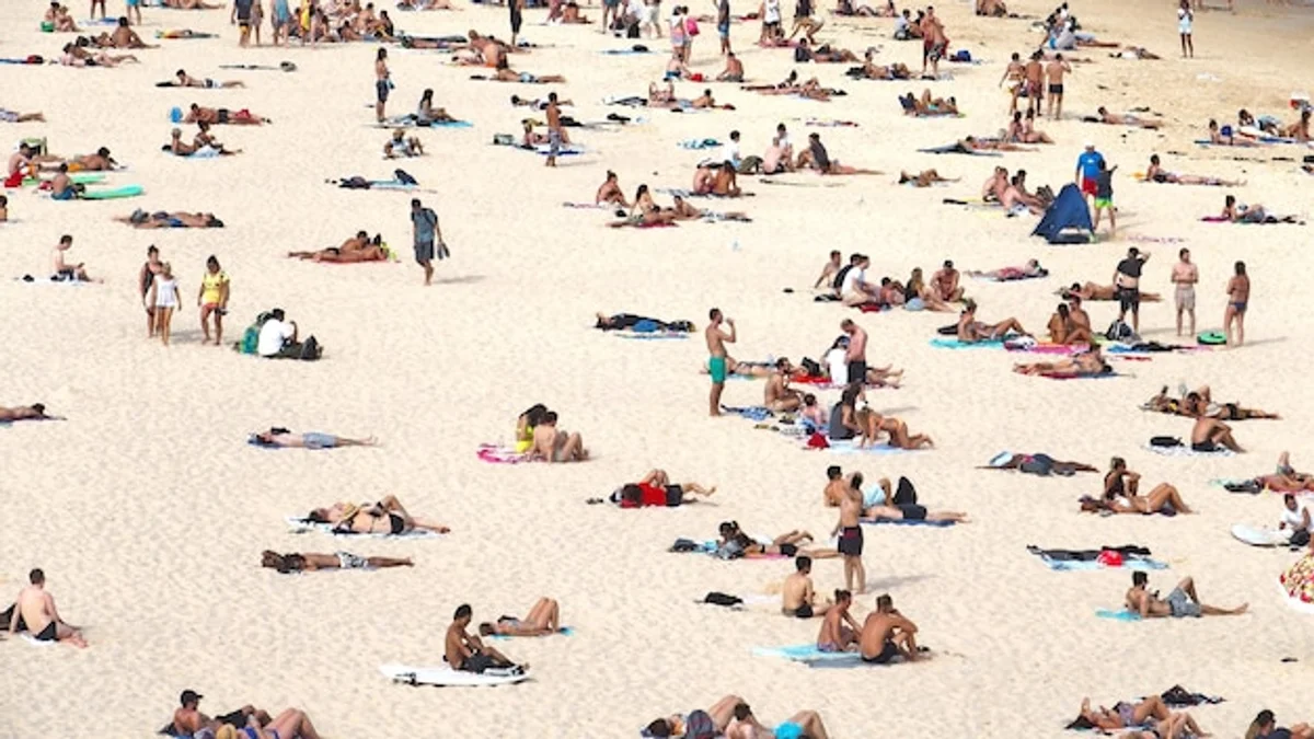 relaxed beach vacation mood aerial view