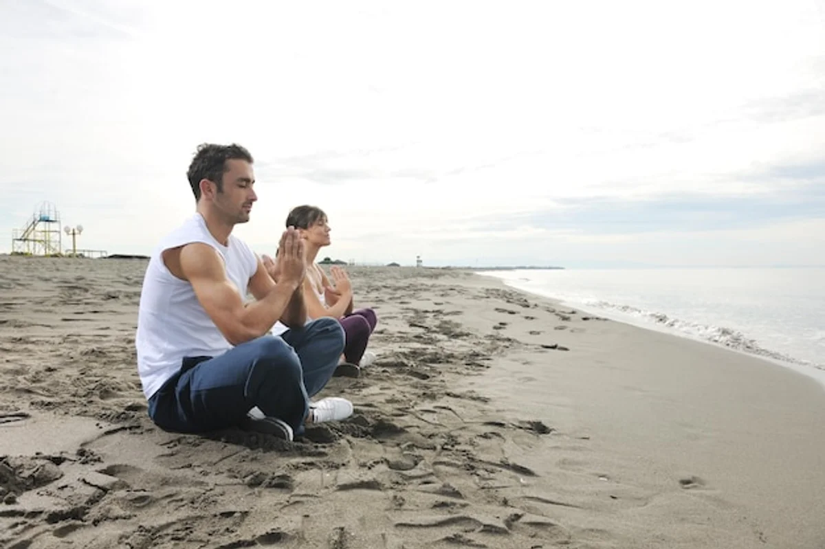 morning beach walk barefoot wellness relaxation
