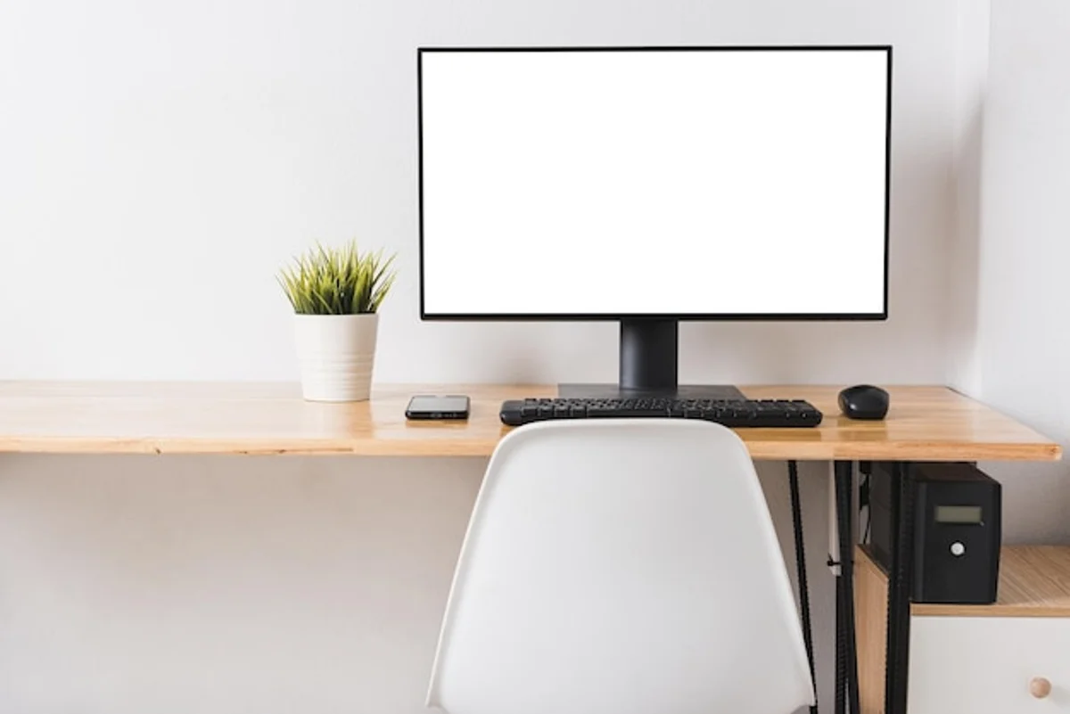 wireless mouse on modern home office desk minimalist workspace