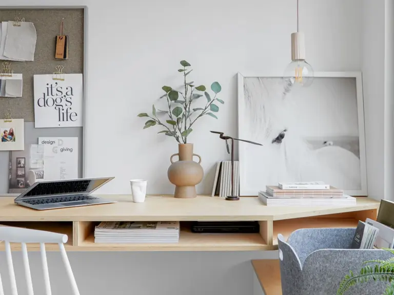 feng shui tech workspace minimal desktop home office energy flow