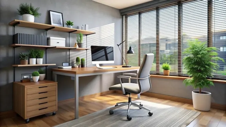 feng shui office workspace modern minimal plants sunlight