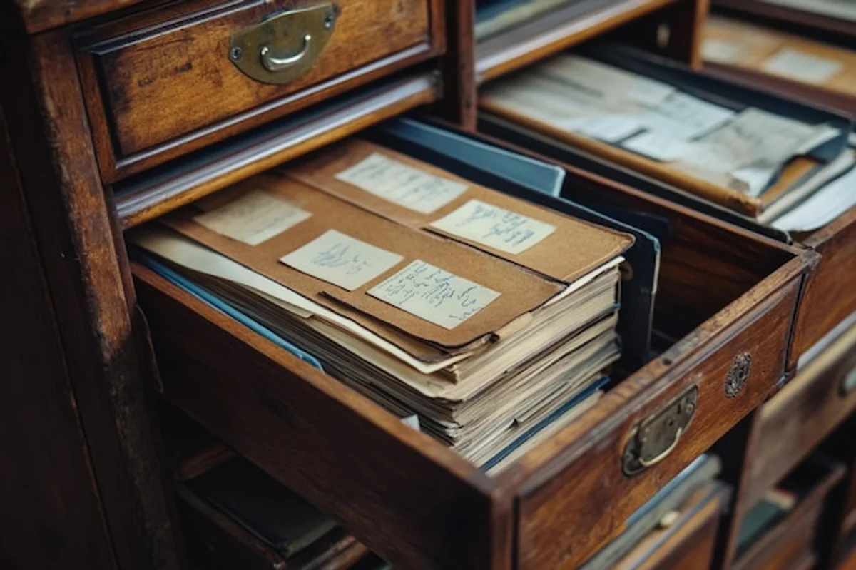 old receipts folder desk Germany
