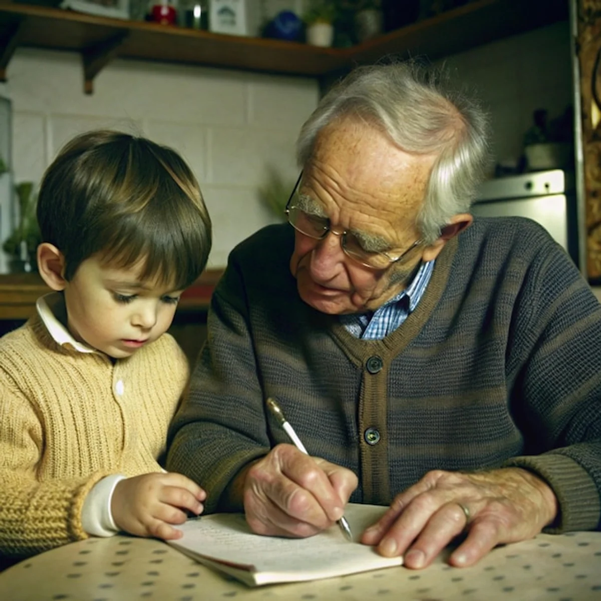 family reading old letters together intergenerational