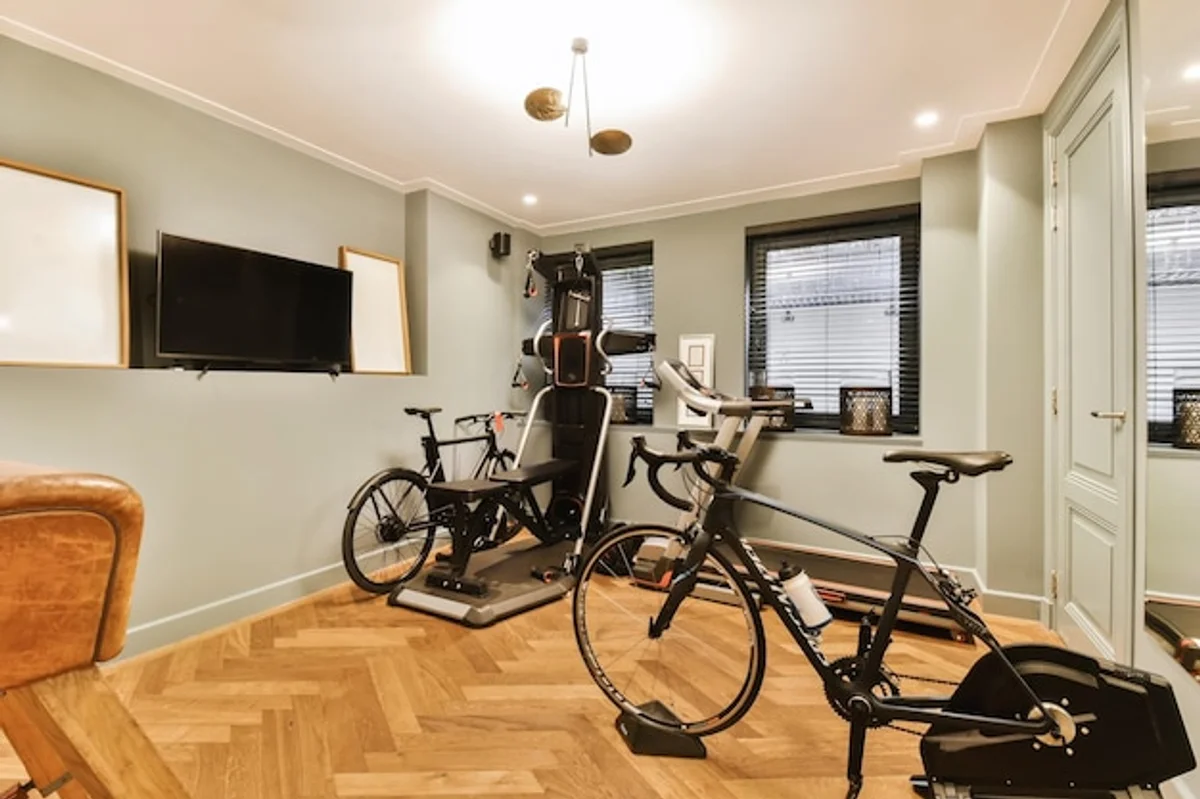 small home fitness corner bedroom minimalist