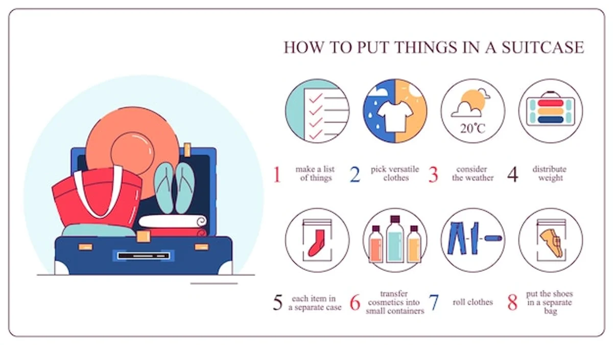 rolled clothes in suitcase packing hacks