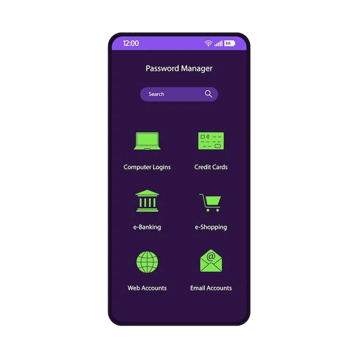 „password manager app user interface smartphone“