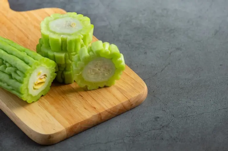 bitter vegetable on cutting board