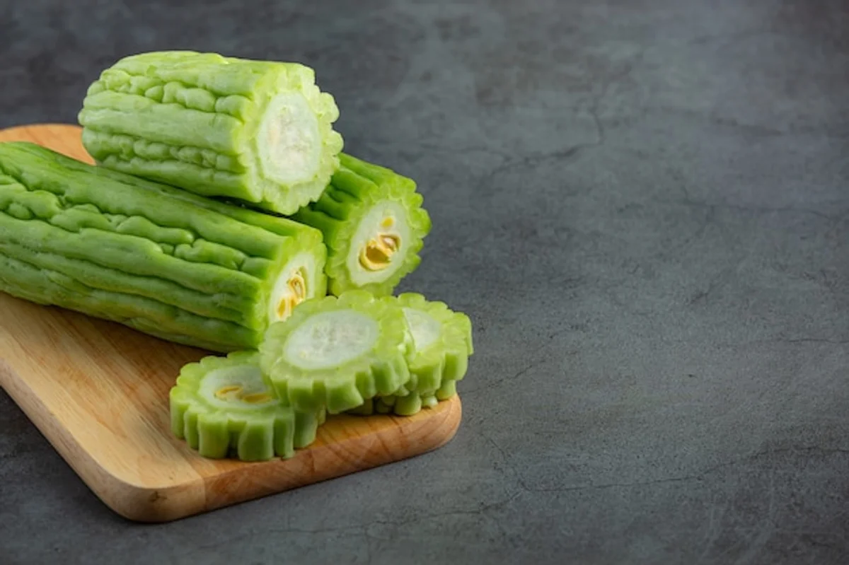 bitter cucumber on cutting board