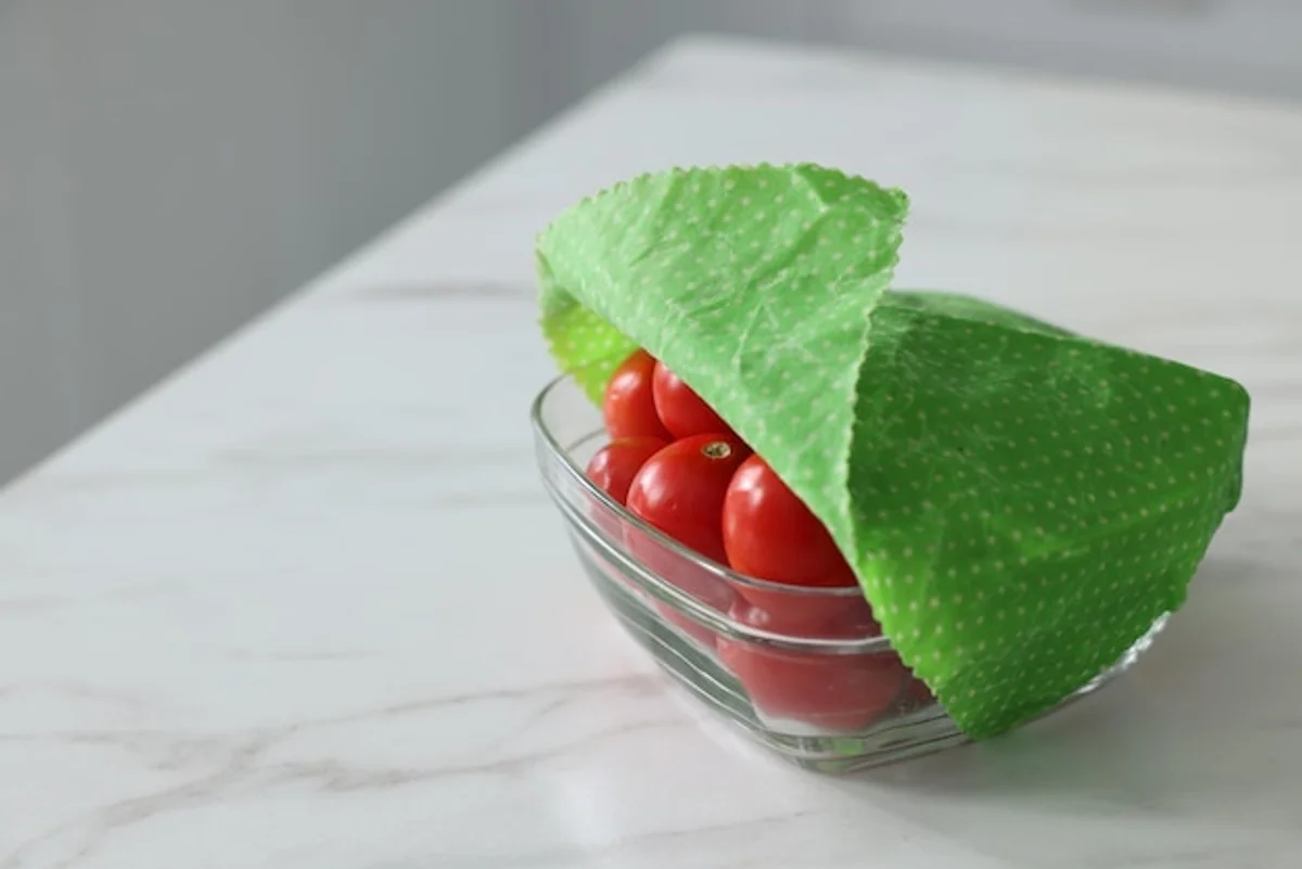 fresh vegetables covered with beeswax wraps