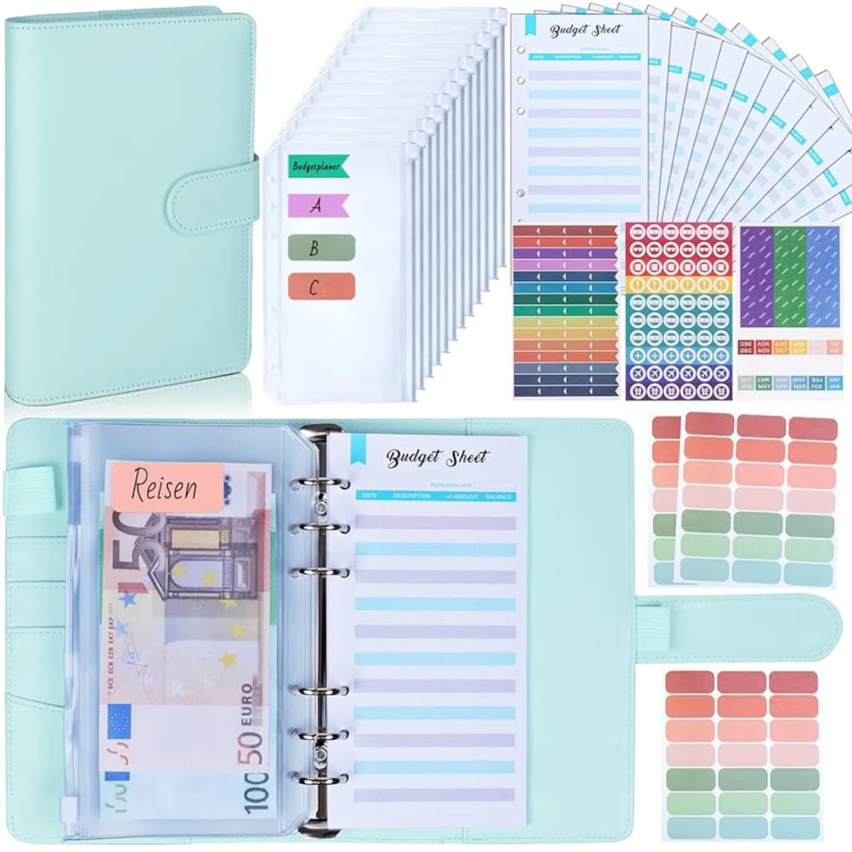 young german minimalist home couple saving expenses notebook