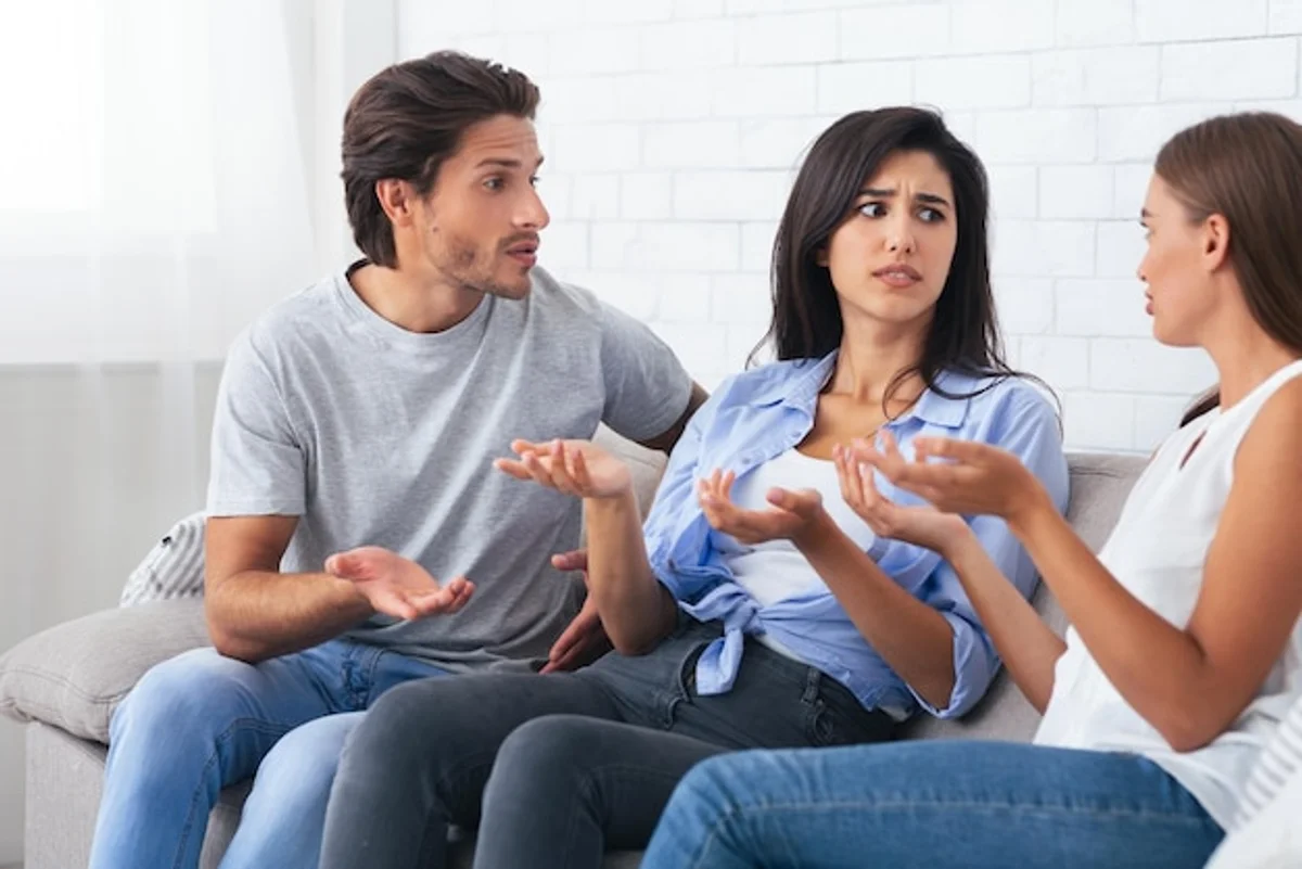 friends arguing mature adults misunderstanding