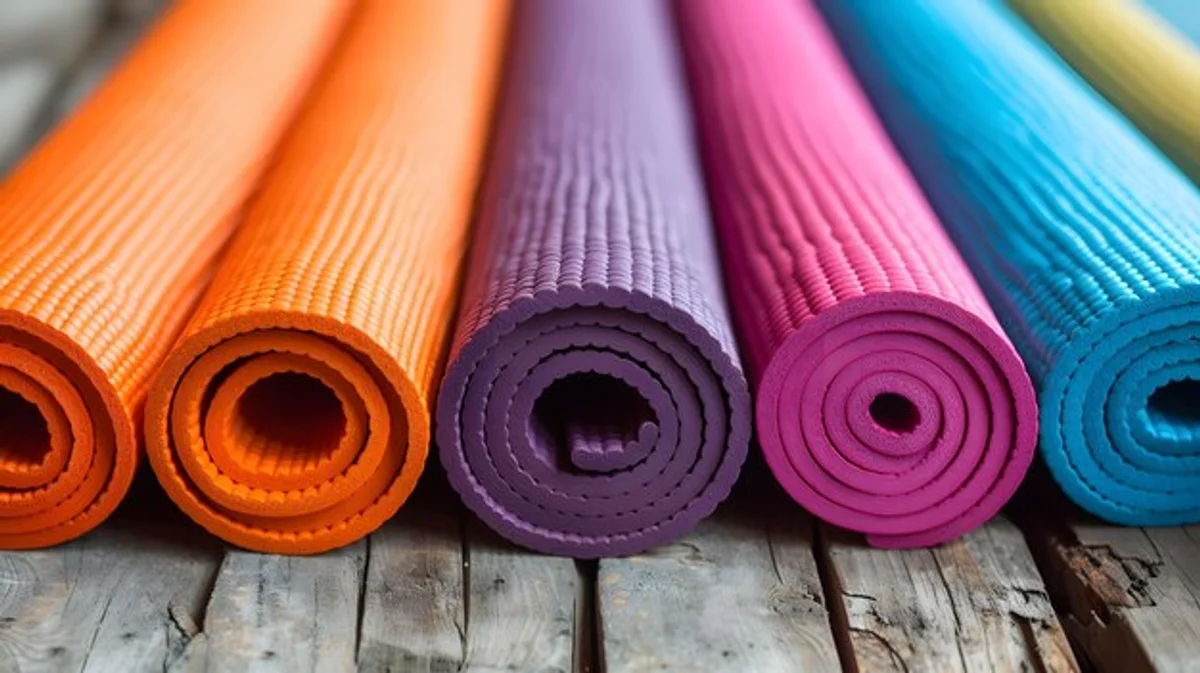 woman doing pilates mat exercise home modern interior germany