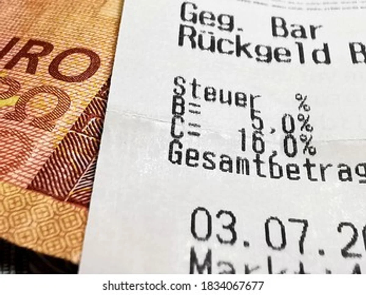 old receipt with euro bills home office germany
