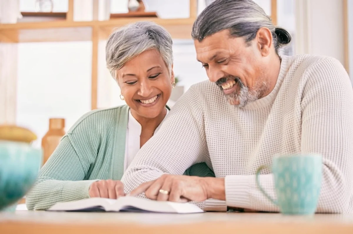 couple compliment smiling happiness home