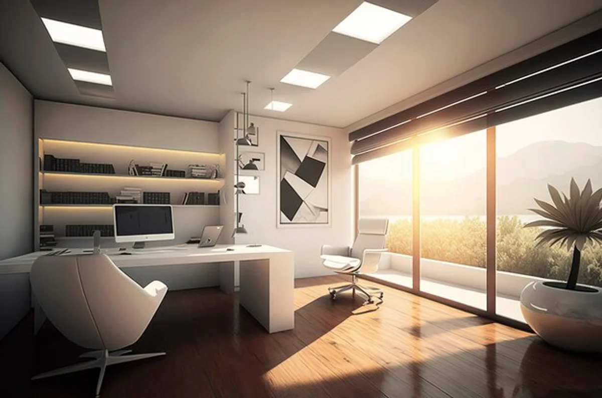 modern feng shui office desk top view