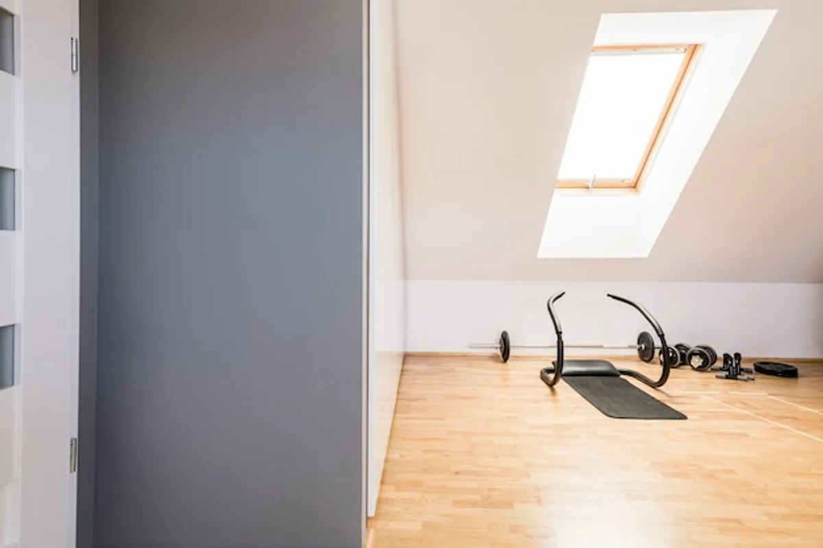 simple home fitness equipment on wooden floor