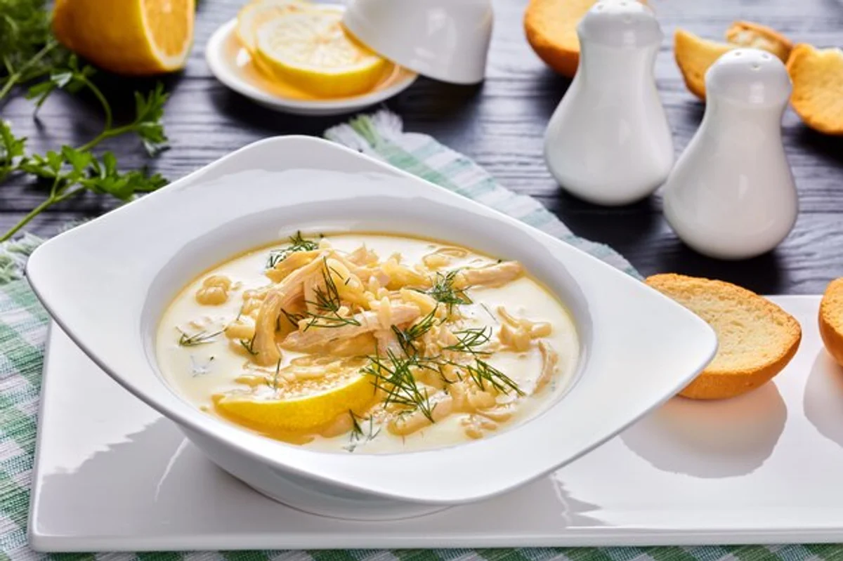 greek avgolemono soup lemon garnish