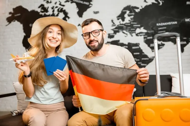 happy german couple communication