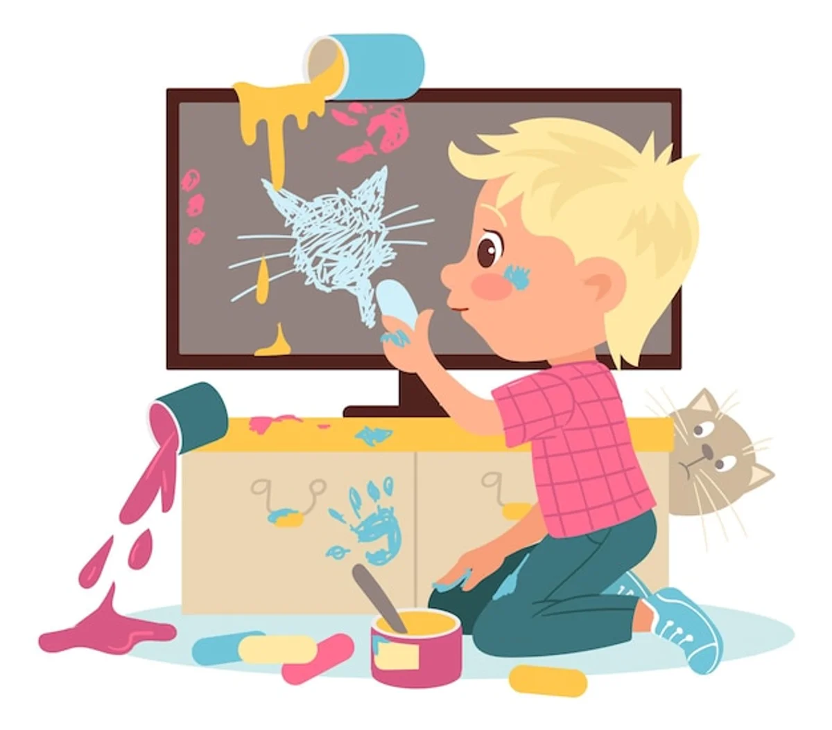 child painting without mess
