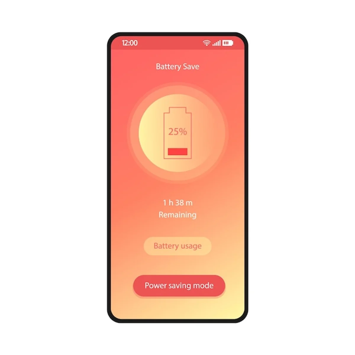 phone battery usage screen display graph app