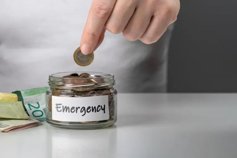 euro coins saving jar emergency fund