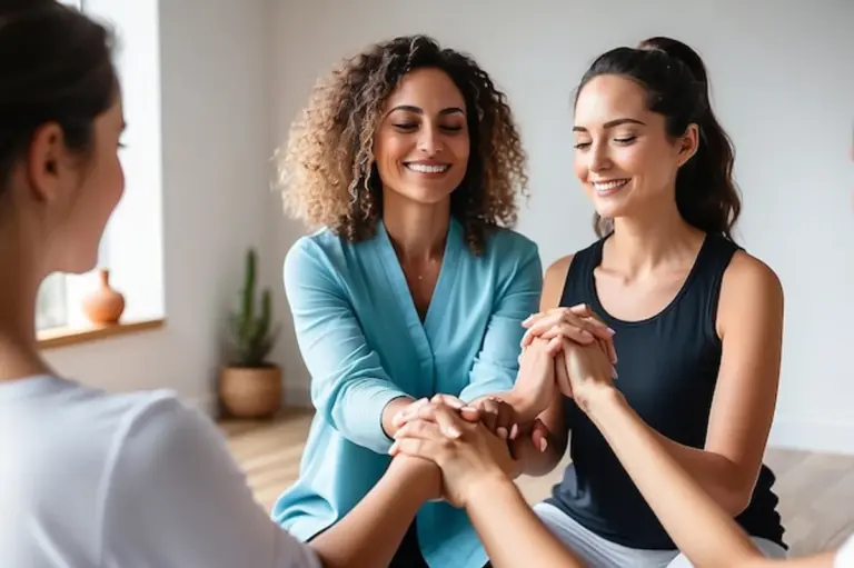 happy couple practicing gratitude at home