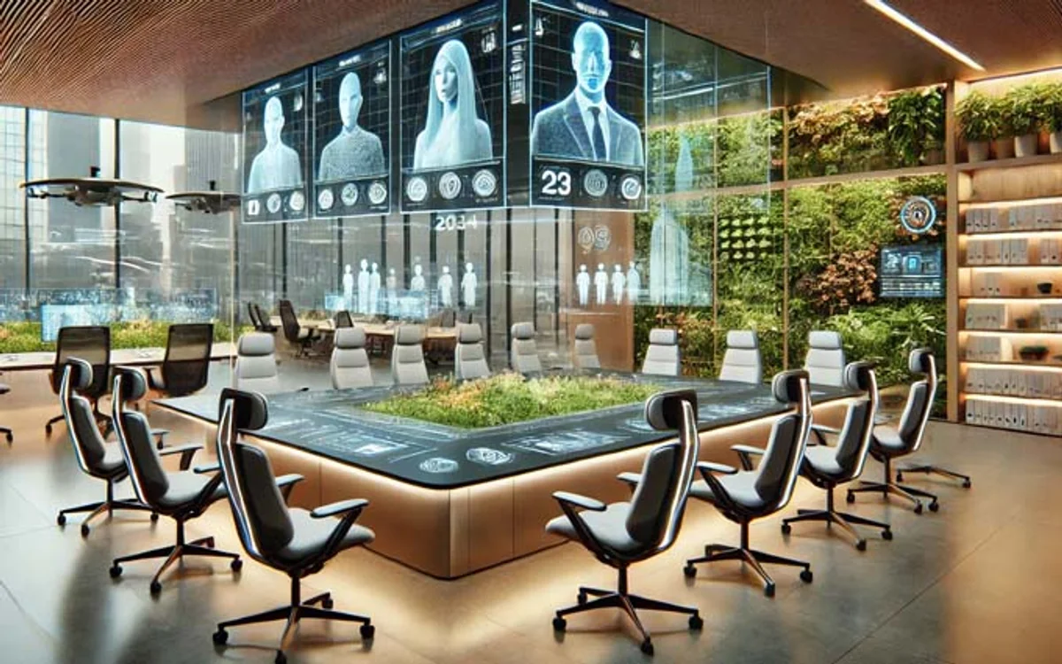 team meeting artificial intelligence brainstorming modern office germany