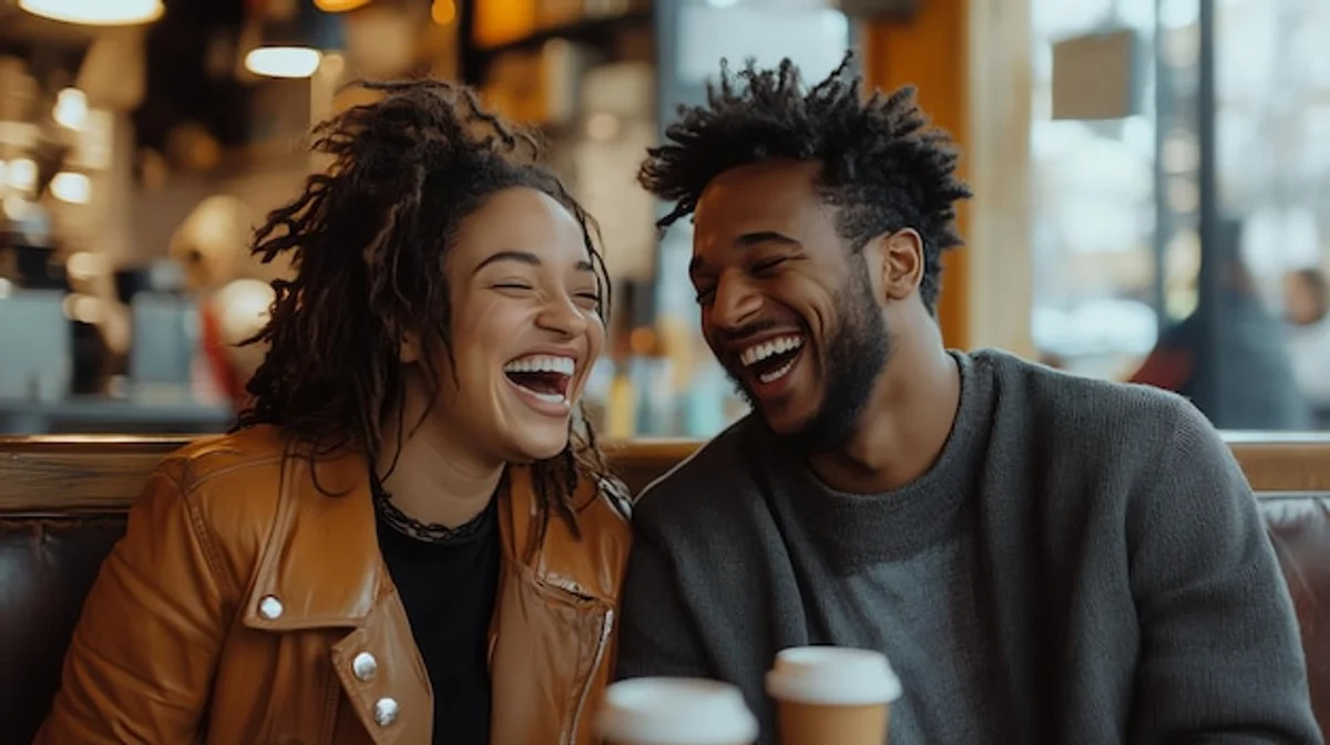 chat flirt digital laughing couple