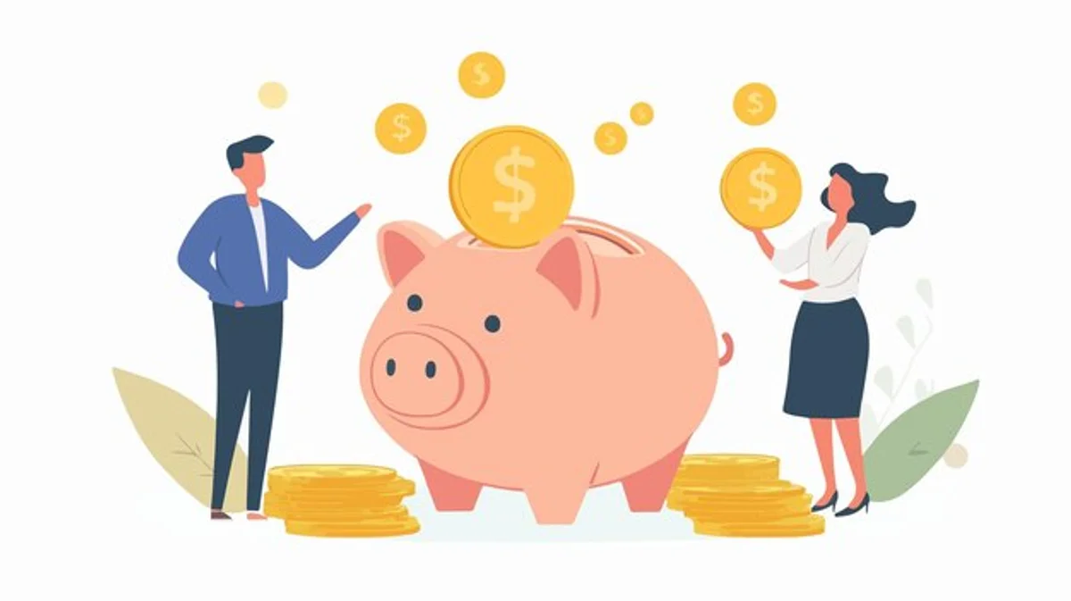 family saving money piggy bank modern german home