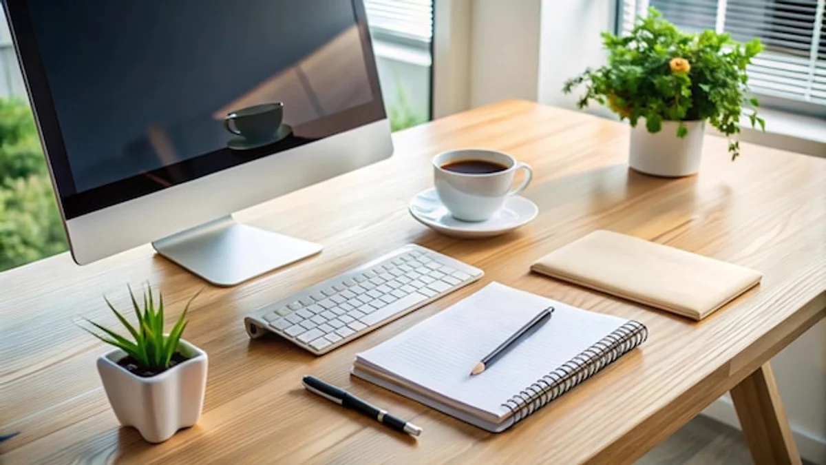 contemporary workspace morning routine focus german
