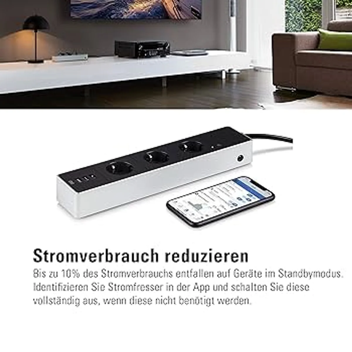 power strip switch, saving energy, German living room