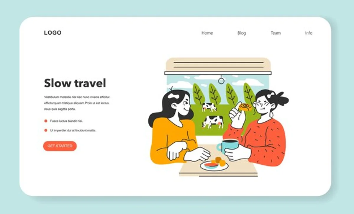 slow travel concept landscape relaxation mindful journey