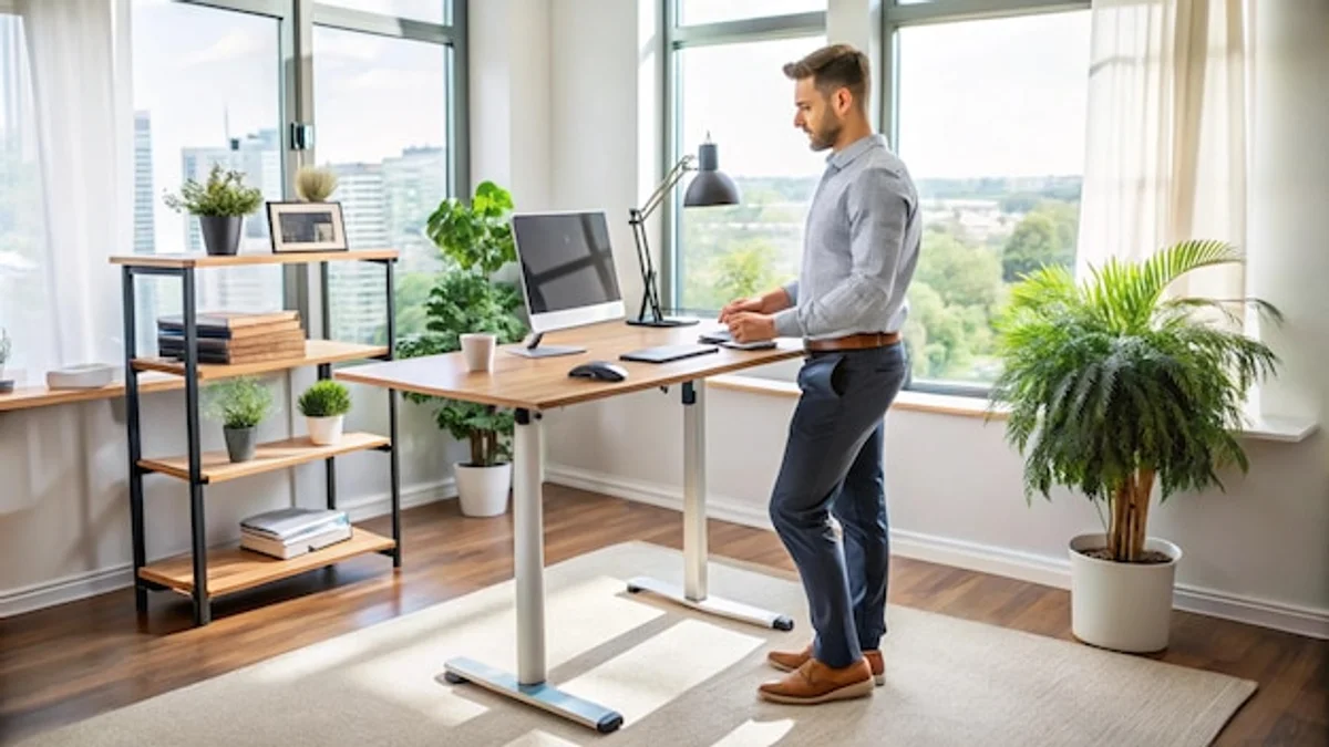 modern standing desk office worker productivity