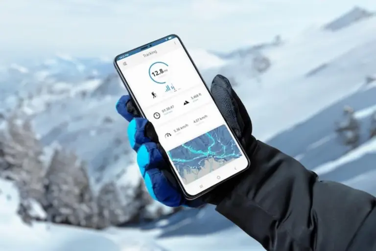 alpine hiking trail planning app on smartphone