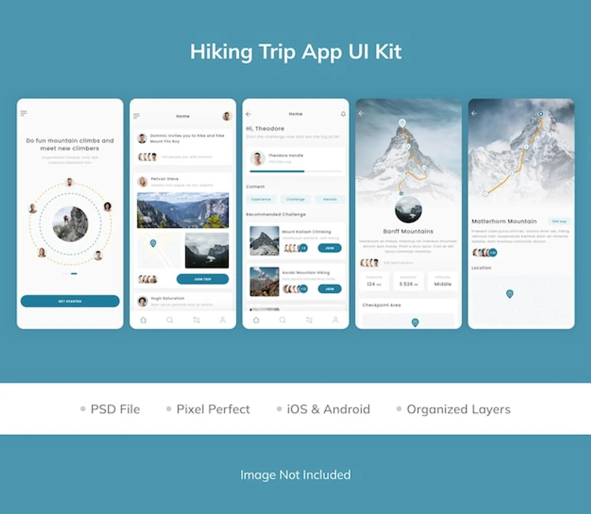 alpine hiking planning smartphone app concept