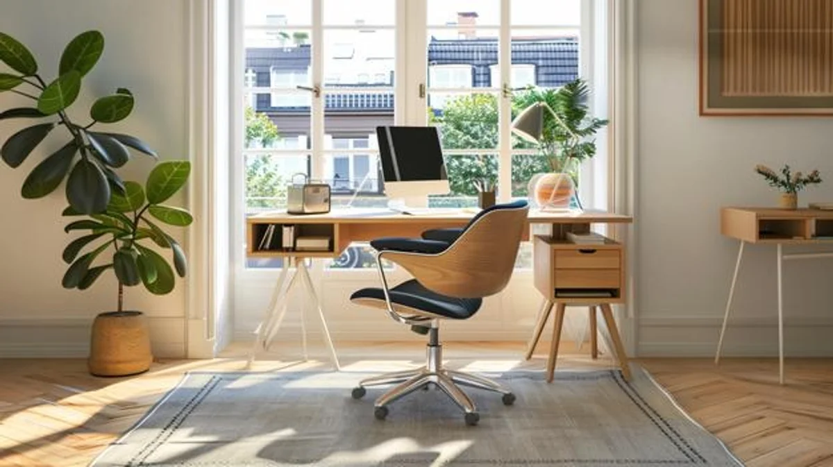 modern ergonomic workspace feng shui plants