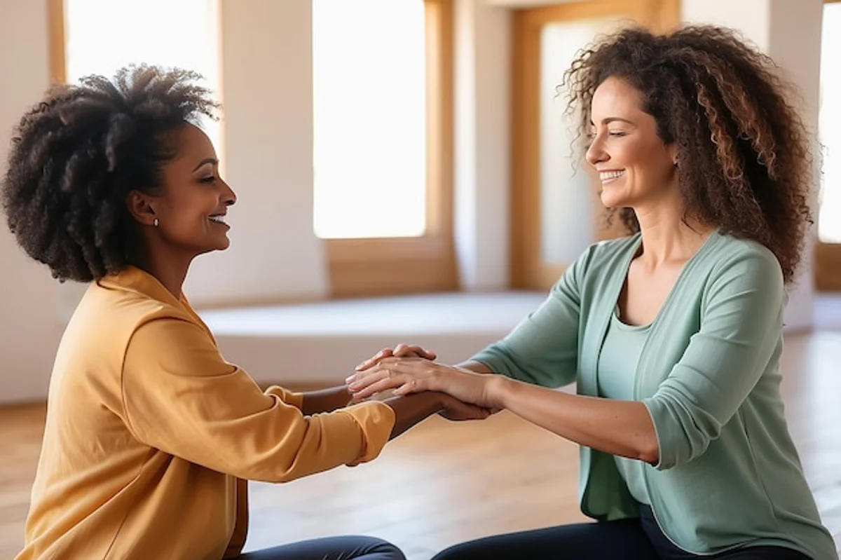 couple practicing mindful communication at home